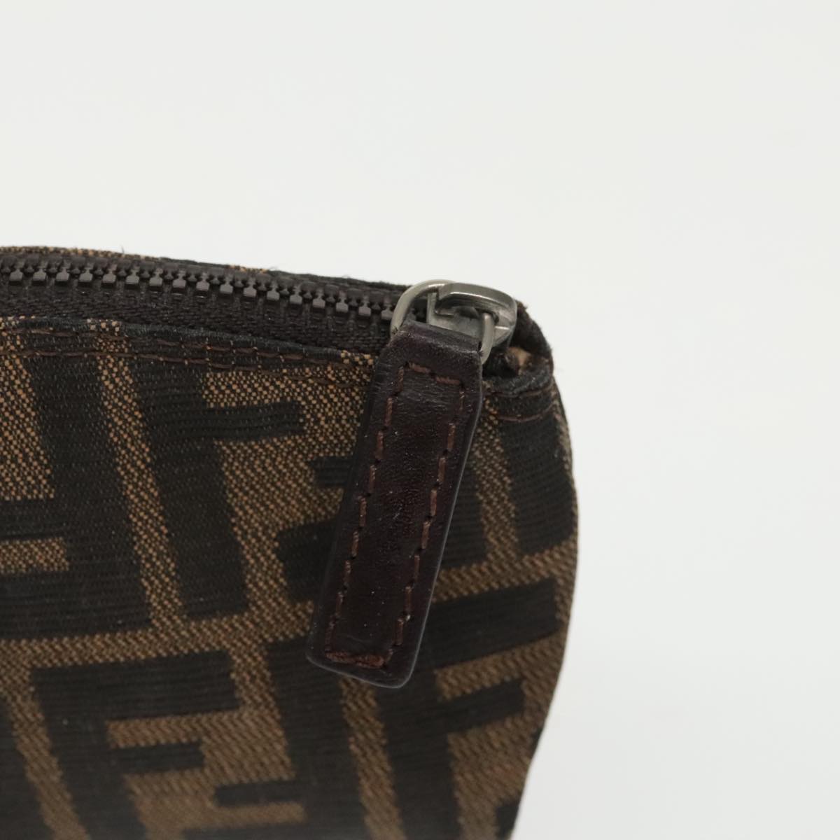 FENDI Zucca Canvas Pouch Brown Black fm4109