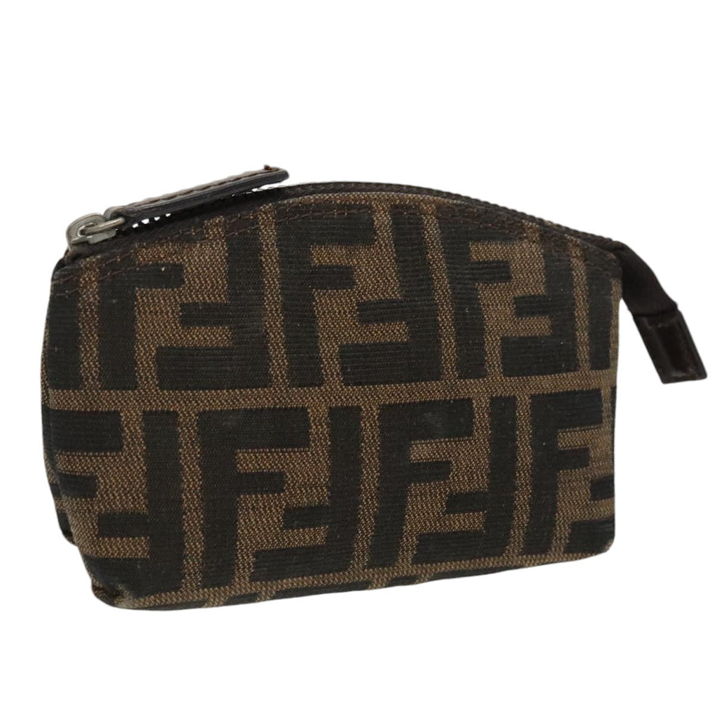 FENDI Zucca Canvas Pouch Brown Black fm4109