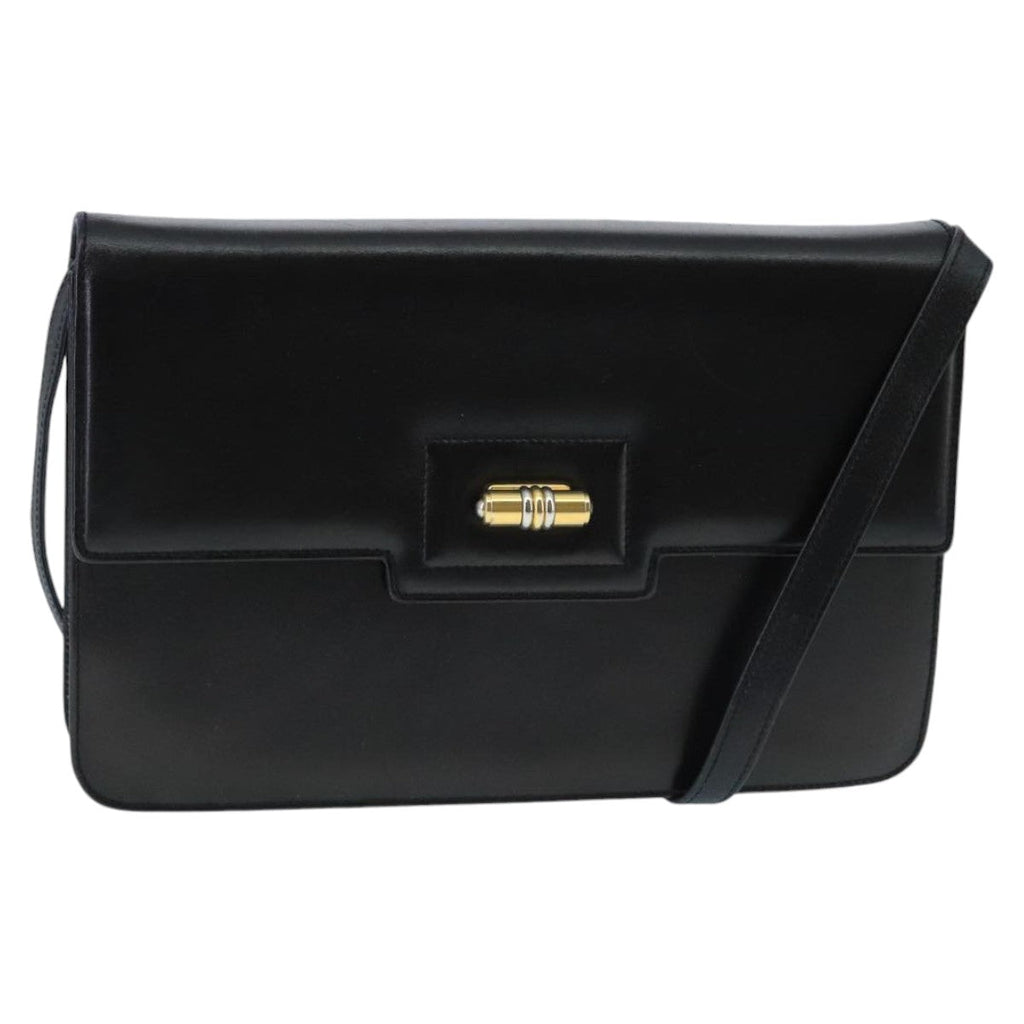 GUCCI Shoulder Bag Leather Black Gold 004 33 0241 fm4114