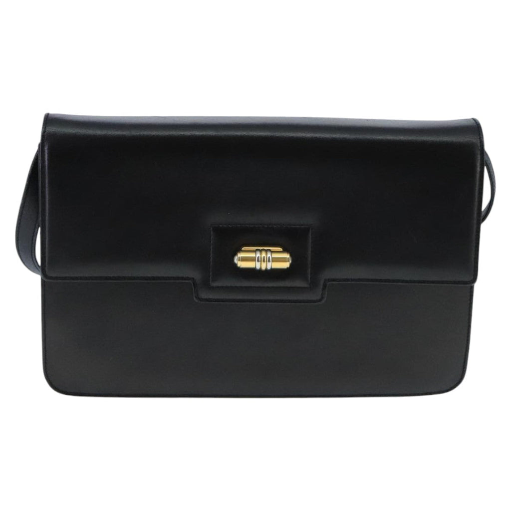 GUCCI Shoulder Bag Leather Black Gold 004 33 0241 fm4114