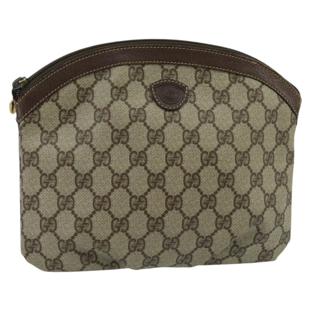 GUCCI GG Supreme Clutch Bag PVC Beige fm4139