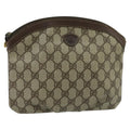 GUCCI GG Supreme Clutch Bag PVC Beige fm4139