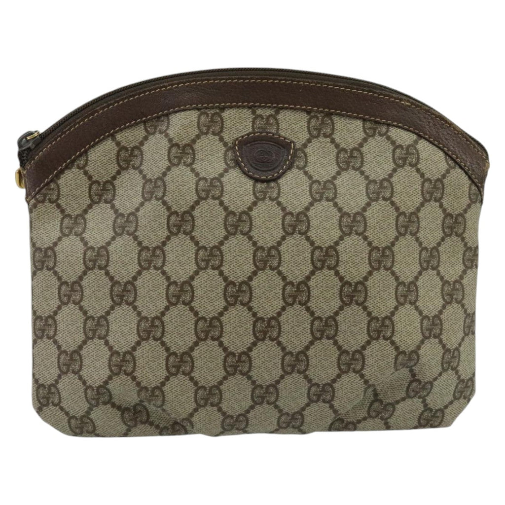 GUCCI GG Supreme Clutch Bag PVC Beige fm4139