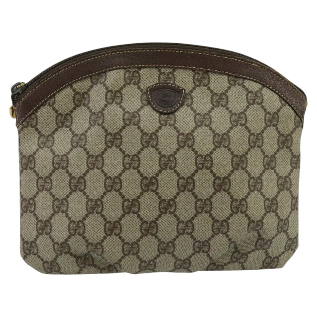 GUCCI GG Supreme Clutch Bag PVC Beige fm4139