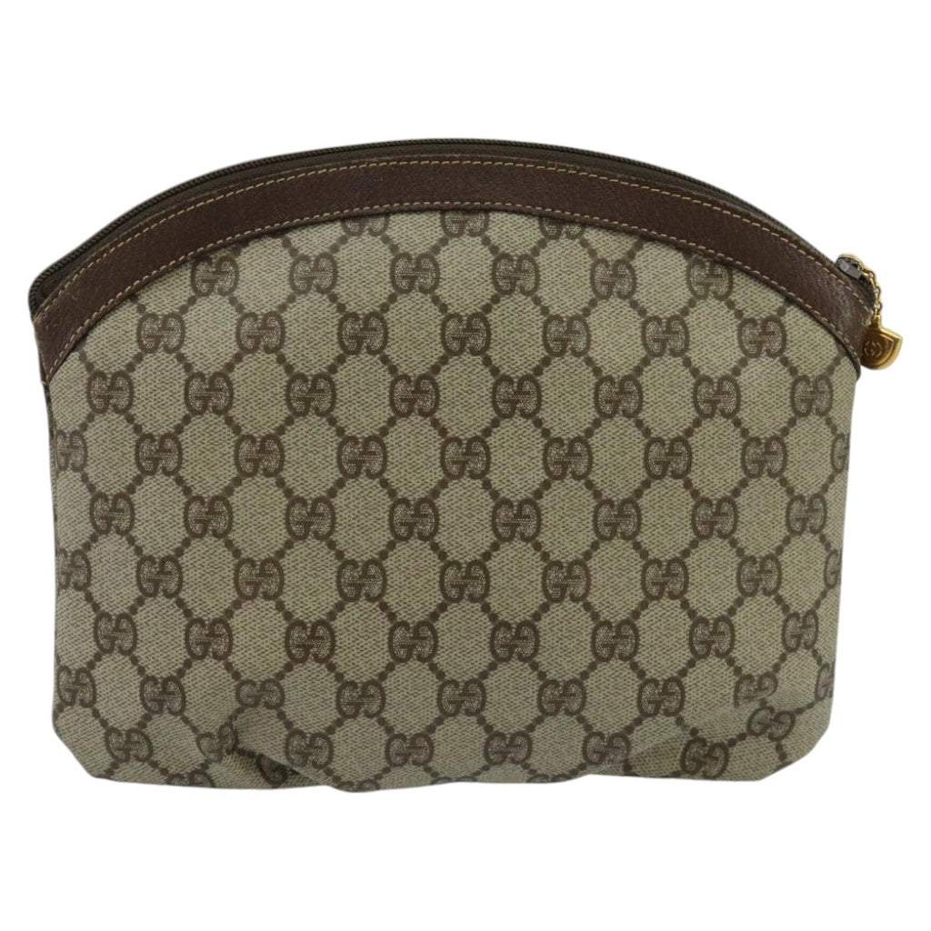 GUCCI GG Supreme Clutch Bag PVC Beige fm4139