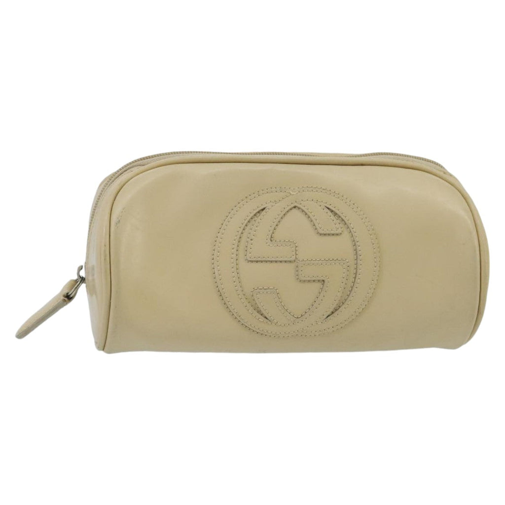 GUCCI Pouch Patent leather Beige fm4142