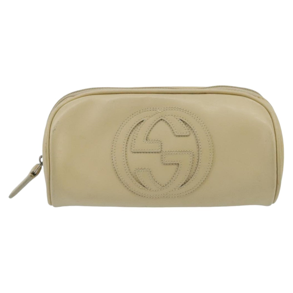 GUCCI Pouch Patent leather Beige fm4142