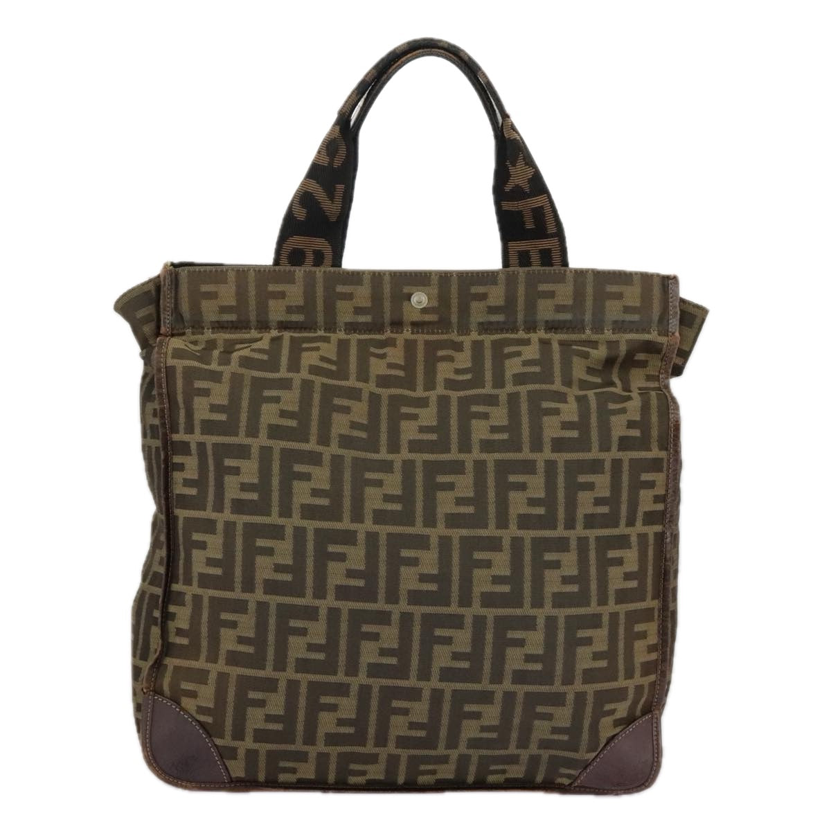 FENDI Zucca Canvas Tote Bag Brown Black fm4146