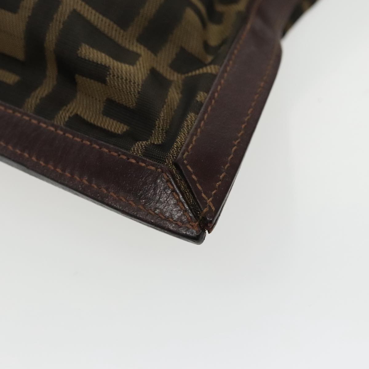 FENDI Zucca Canvas Clutch Bag Brown Black gold fm4148