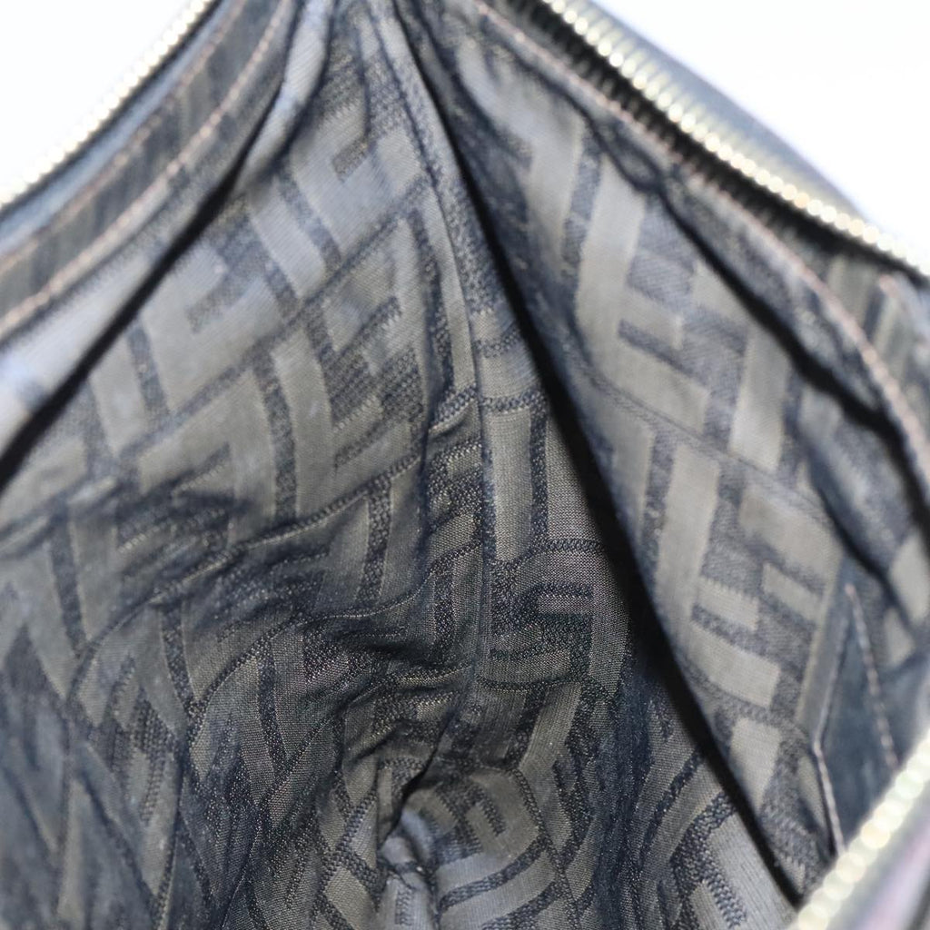 FENDI Zucca Canvas Clutch Bag Brown Black gold fm4148