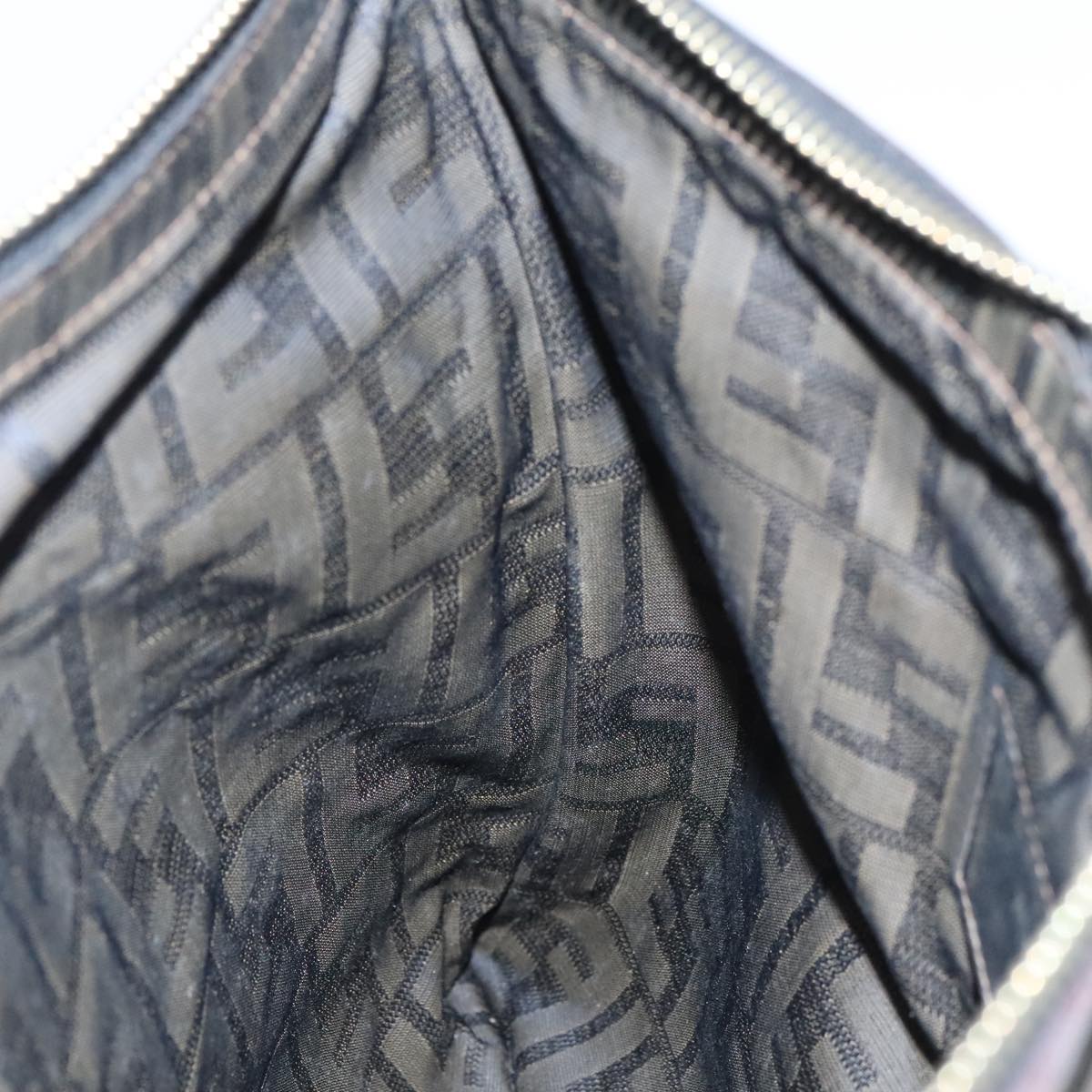 FENDI Zucca Canvas Clutch Bag Brown Black gold fm4148