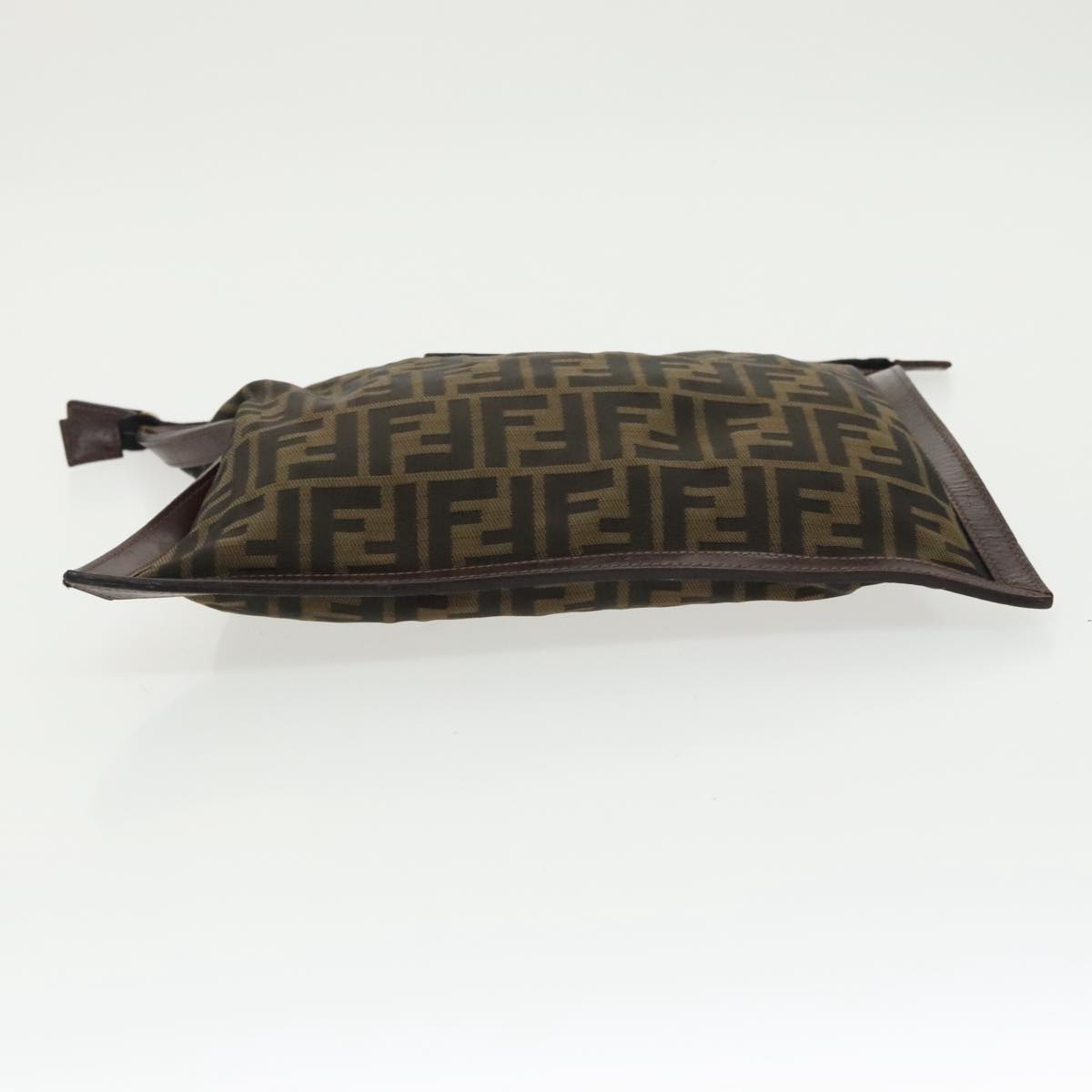 FENDI Zucca Canvas Clutch Bag Brown Black gold fm4148