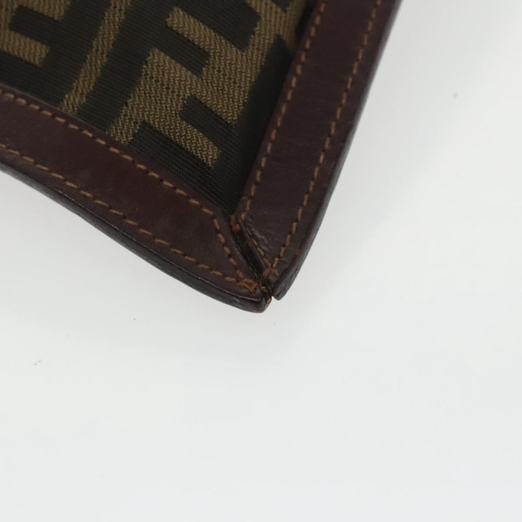FENDI Zucca Canvas Clutch Bag Brown Black gold fm4148