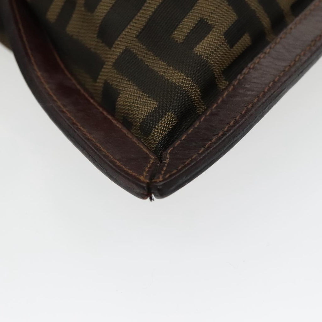 FENDI Zucca Canvas Clutch Bag Brown Black gold fm4148