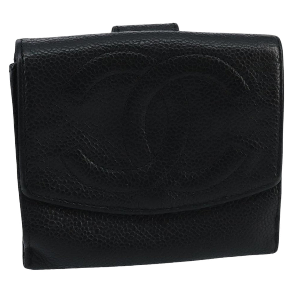 CHANEL Wallet Caviar Skin Black CC fm4156