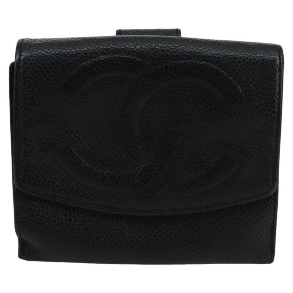 CHANEL Wallet Caviar Skin Black CC fm4156