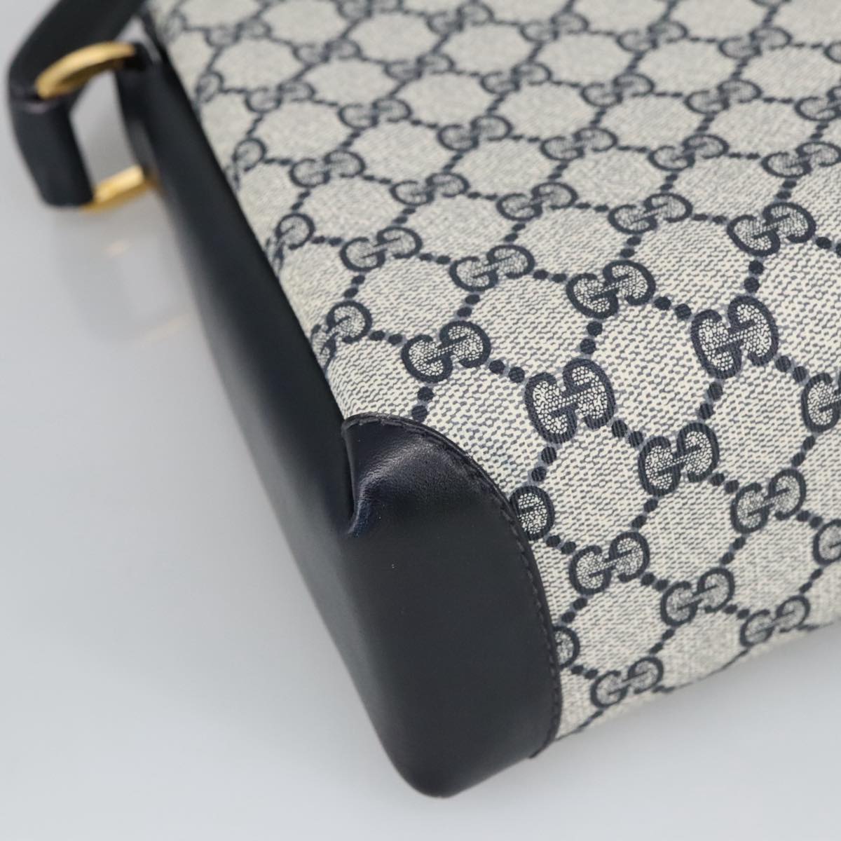 GUCCI GG Supreme Sherry Line Hand Bag PVC Navy fm4161