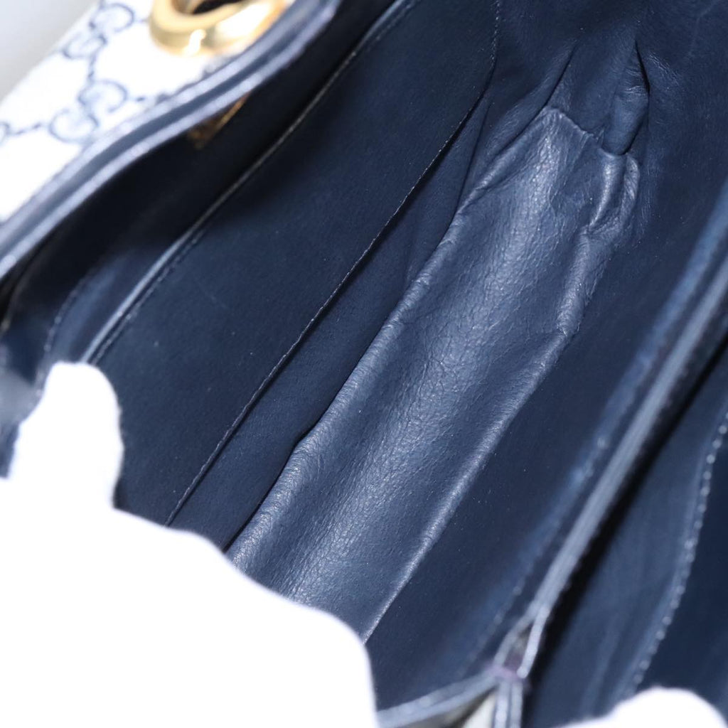 GUCCI GG Supreme Sherry Line Hand Bag PVC Navy fm4161