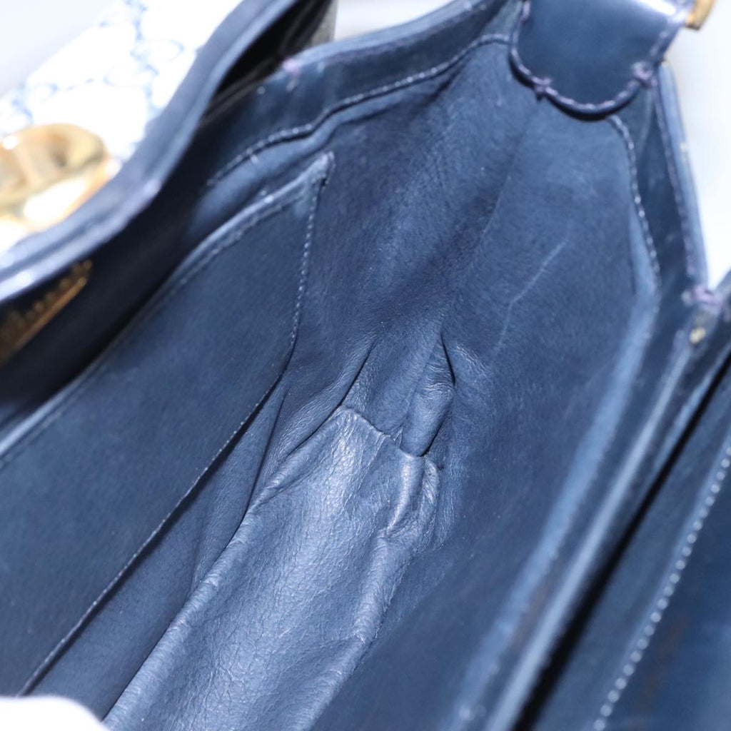 GUCCI GG Supreme Sherry Line Hand Bag PVC Navy fm4161
