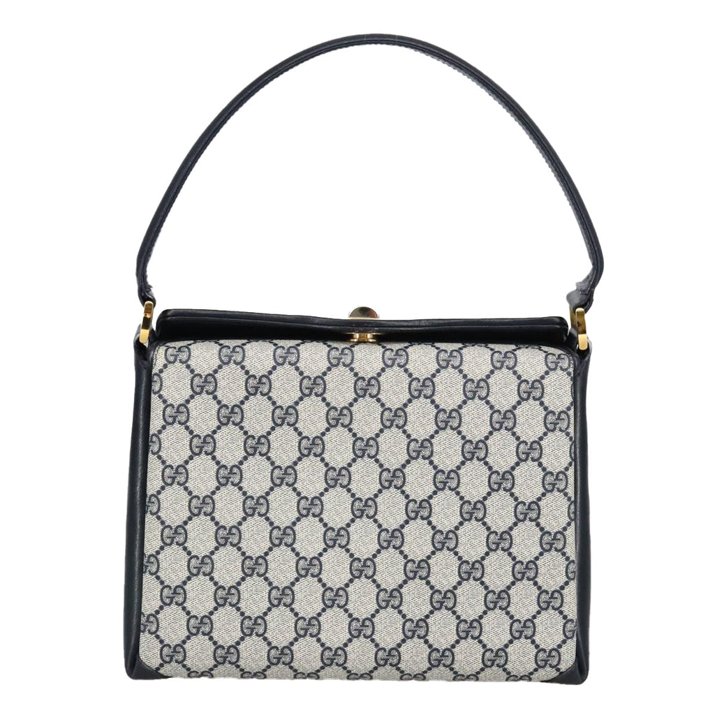 GUCCI GG Supreme Sherry Line Hand Bag PVC Navy fm4161