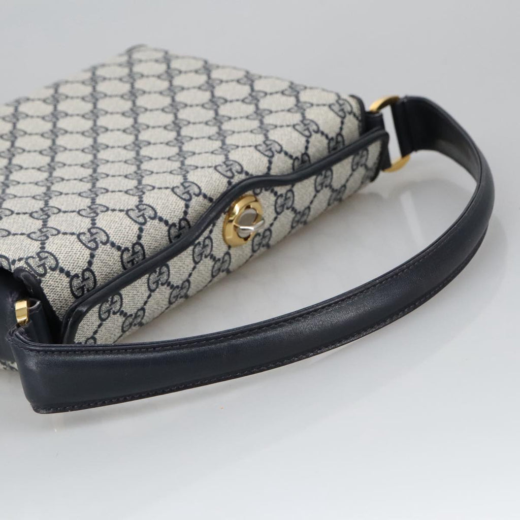 GUCCI GG Supreme Sherry Line Hand Bag PVC Navy fm4161