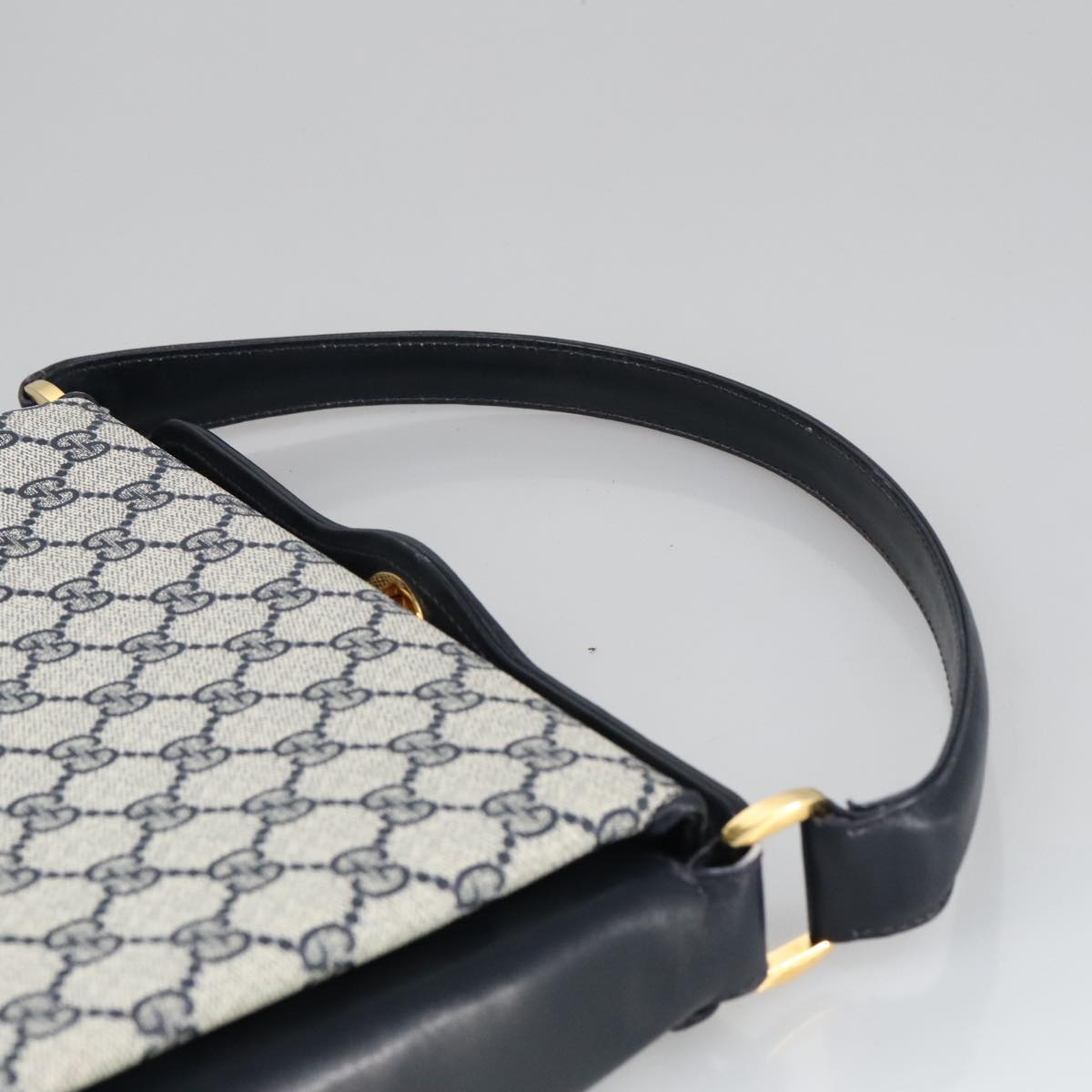 GUCCI GG Supreme Sherry Line Hand Bag PVC Navy fm4161