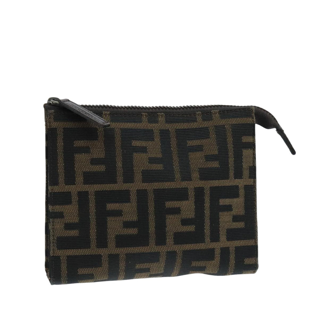 FENDI Zucca Canvas Pouch Brown Black fm4179