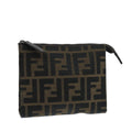 FENDI Zucca Canvas Pouch Brown Black fm4179