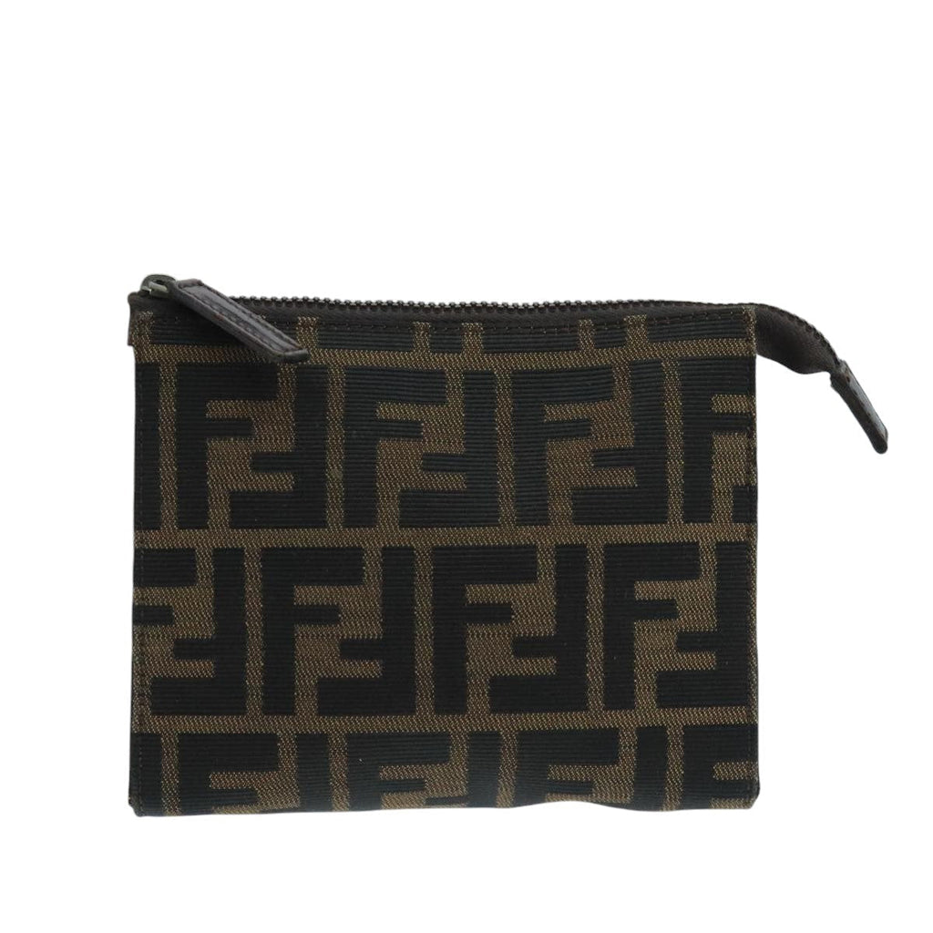 FENDI Zucca Canvas Pouch Brown Black fm4179