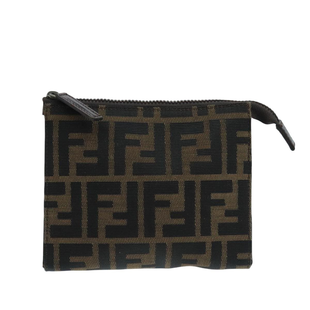 FENDI Zucca Canvas Pouch Brown Black fm4179