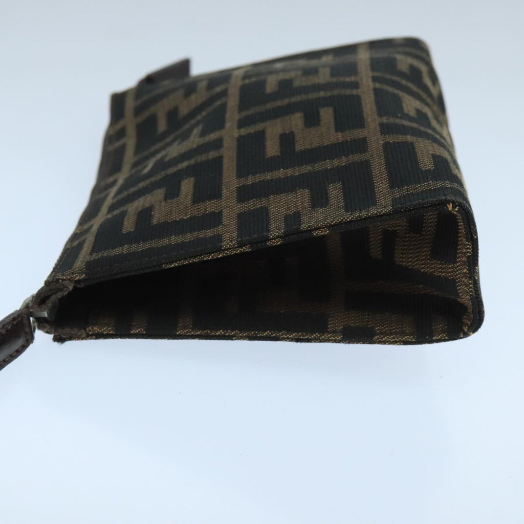 FENDI Zucca Canvas Pouch Brown Black fm4179
