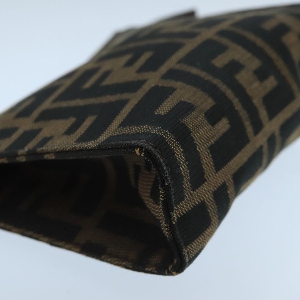 FENDI Zucca Canvas Pouch Brown Black fm4179