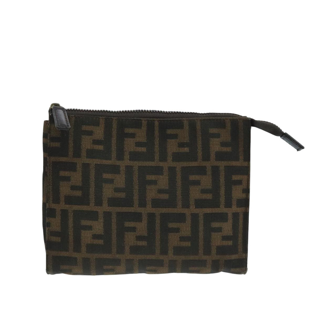 FENDI Zucca Canvas Pouch Brown Black fm4181