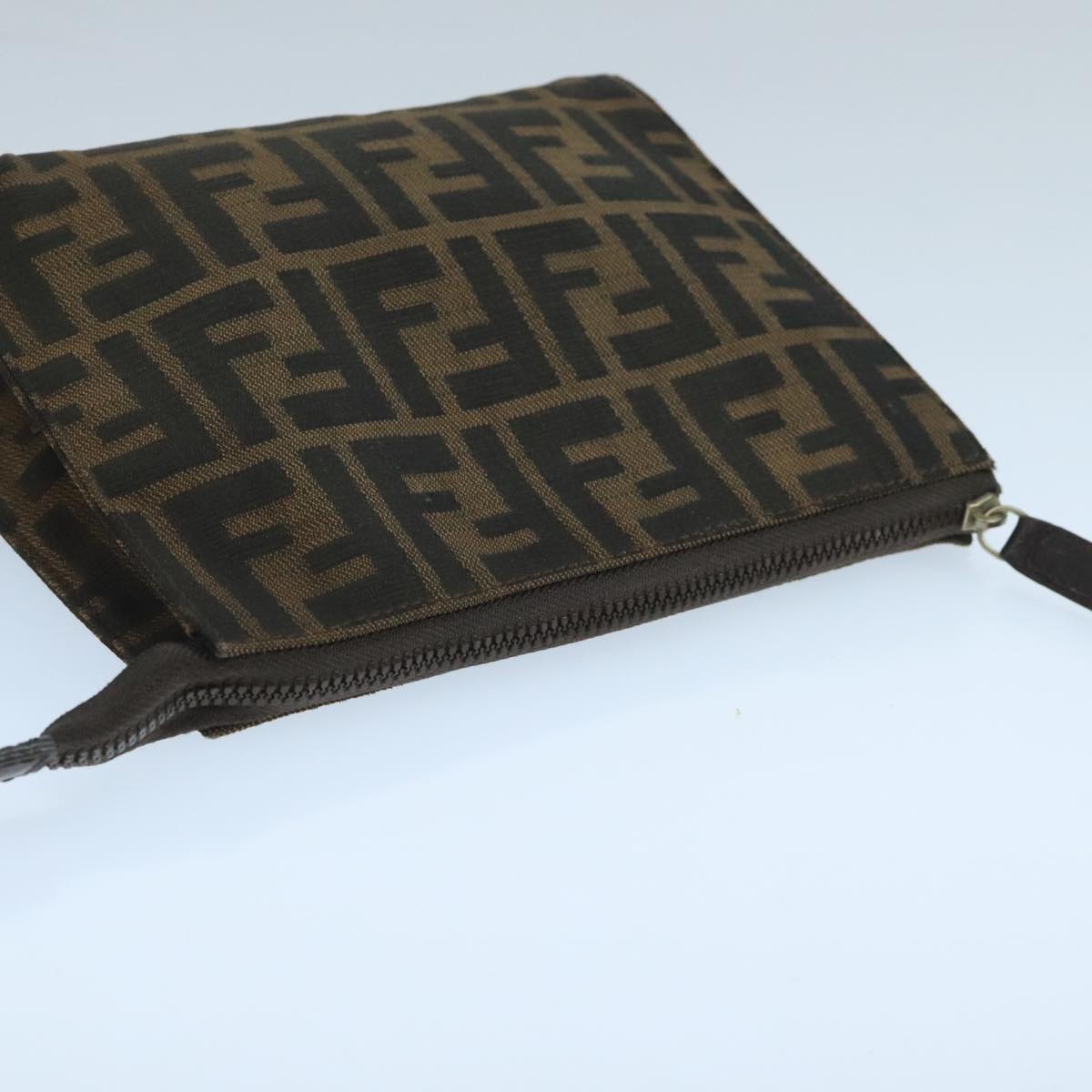 FENDI Zucca Canvas Pouch Brown Black fm4181