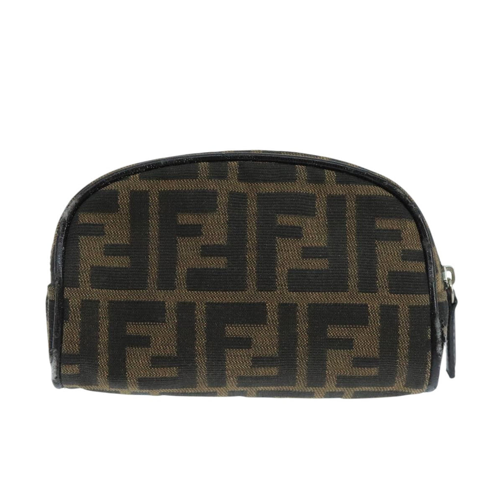 FENDI Zucca Canvas Pouch Brown Black fm4182