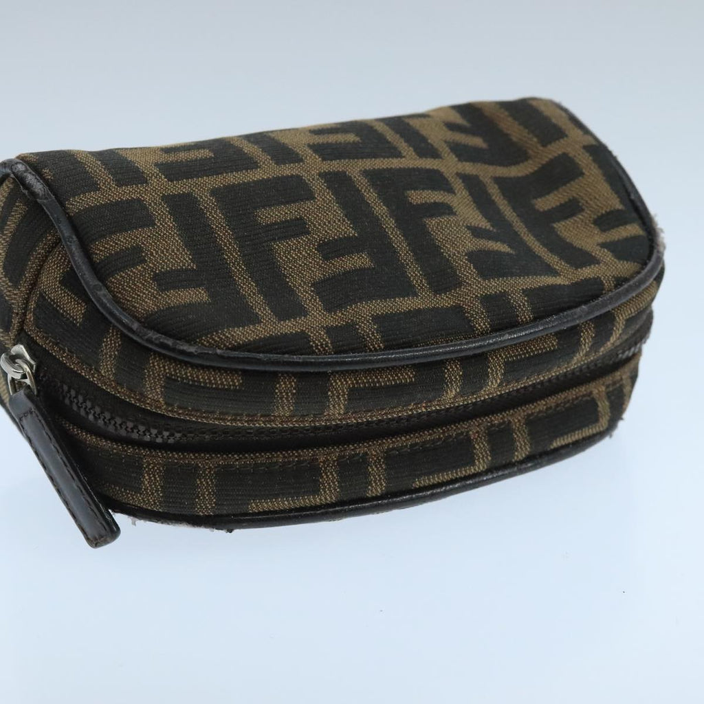 FENDI Zucca Canvas Pouch Brown Black fm4182