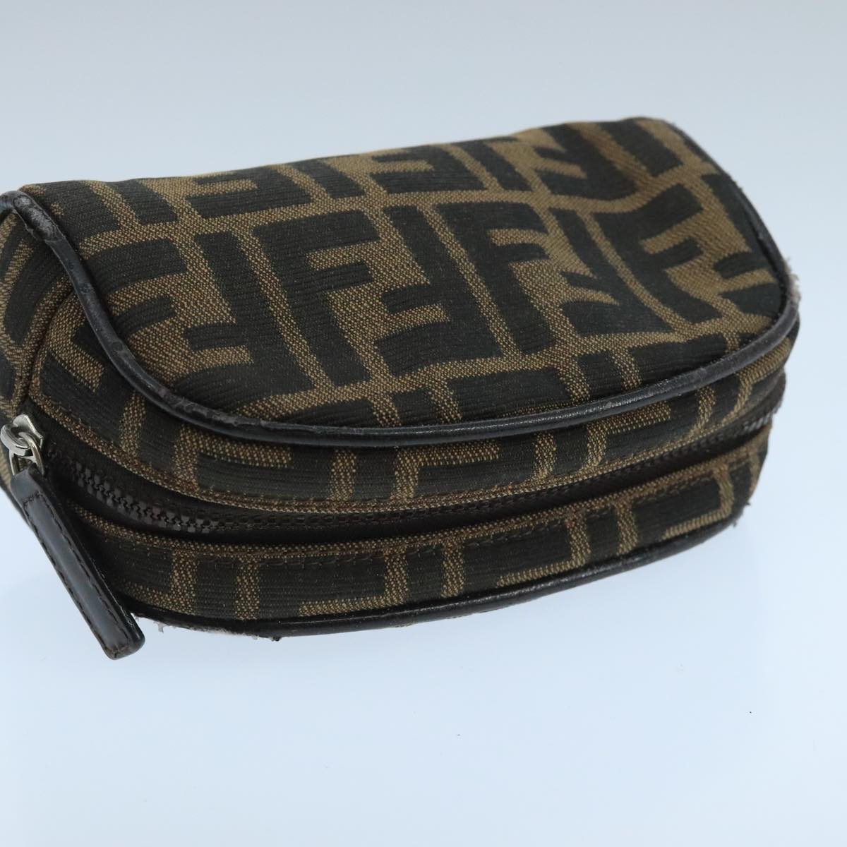 FENDI Zucca Canvas Pouch Brown Black fm4182