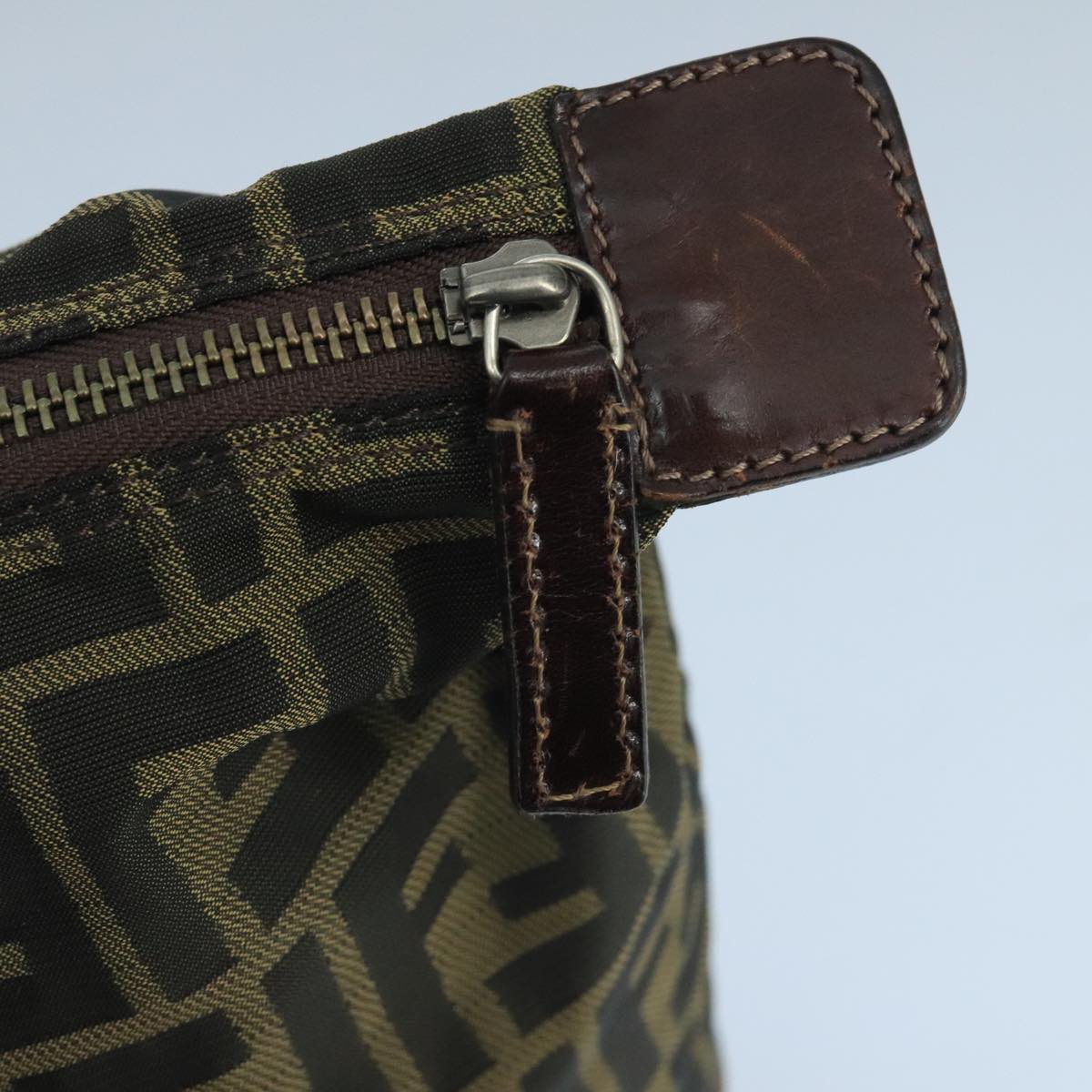 FENDI Zucca Canvas Pouch Brown Black fm4183