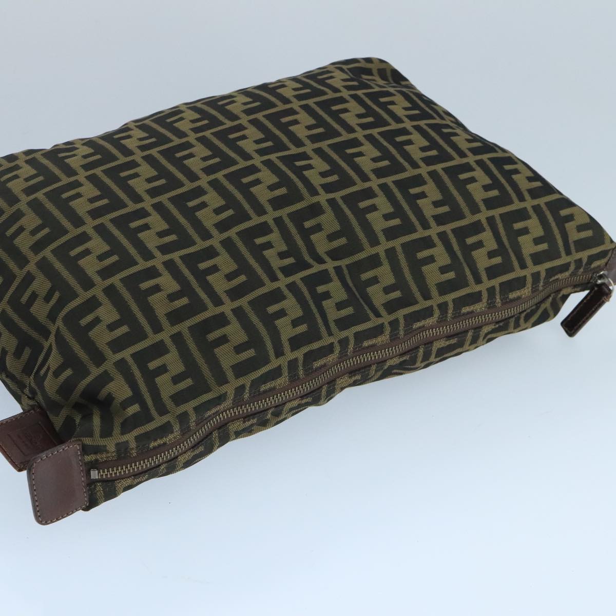 FENDI Zucca Canvas Pouch Brown Black fm4183