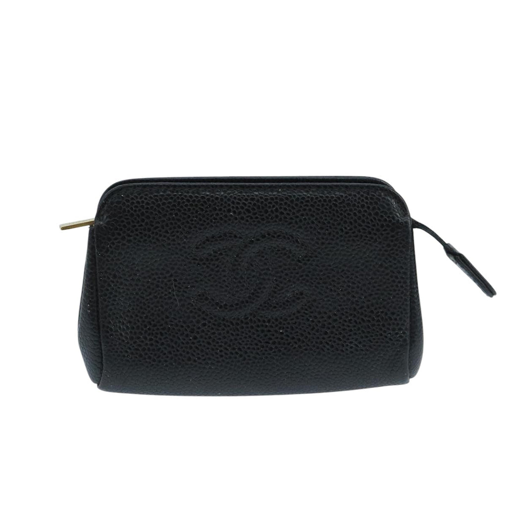 CHANEL Pouch Caviar Skin Black CC fm4204