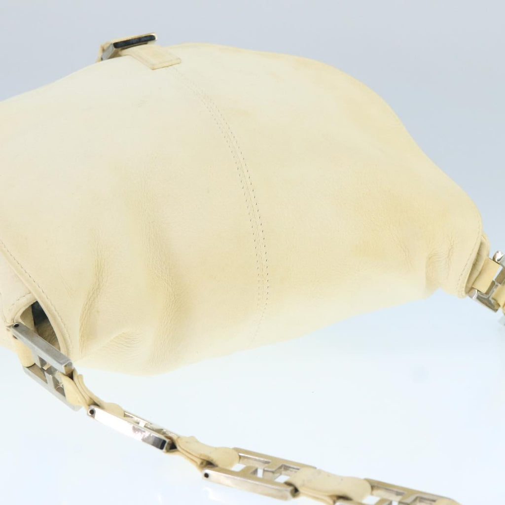 FENDI Chain Shoulder Bag Leather White Silver fm4231