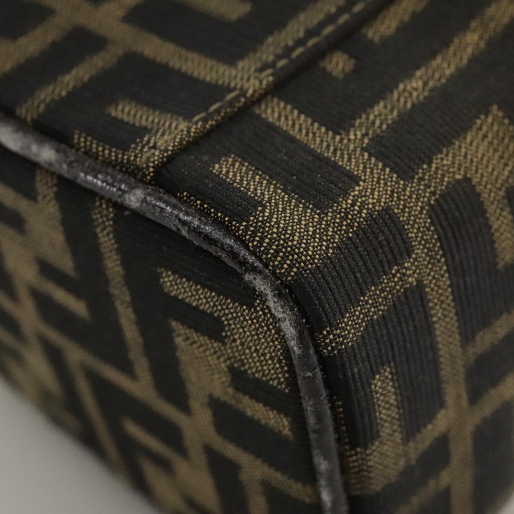 FENDI Zucca Canvas Vanity Pouch Brown Black fm4232