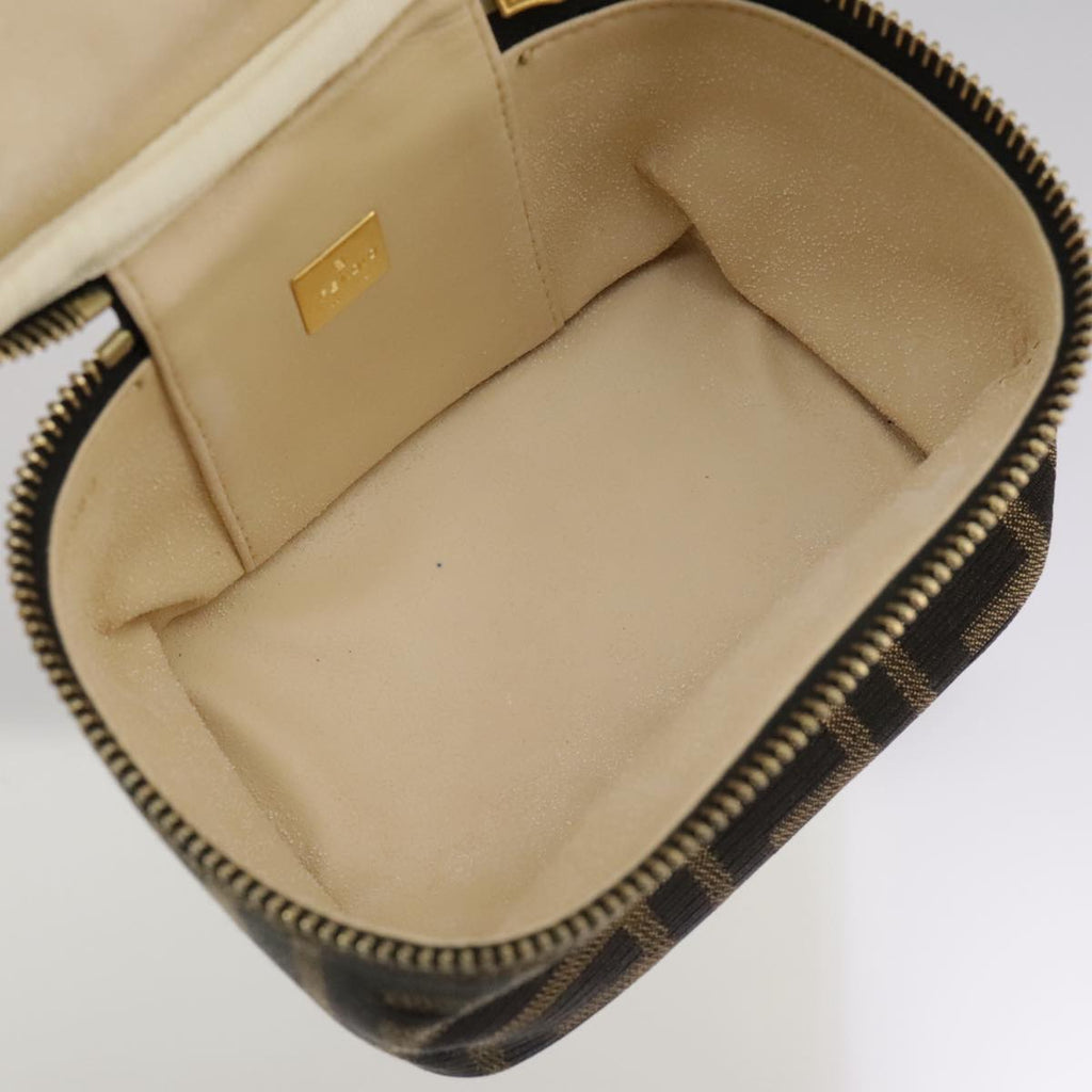FENDI Zucca Canvas Vanity Pouch Brown Black fm4232