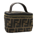 FENDI Zucca Canvas Vanity Pouch Brown Black fm4232