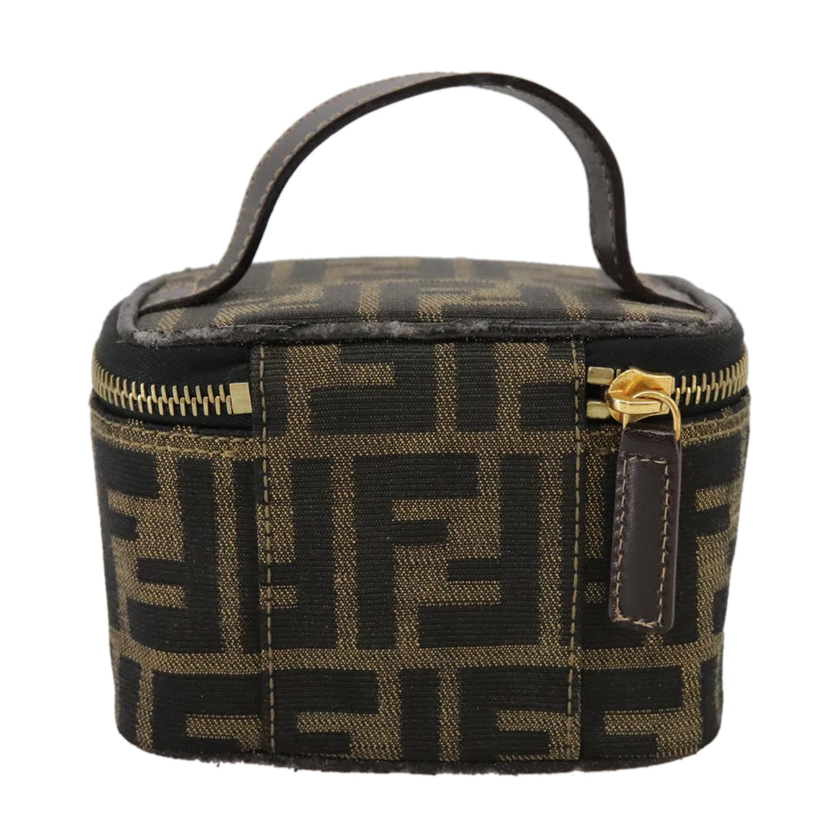 FENDI Zucca Canvas Vanity Pouch Brown Black fm4232