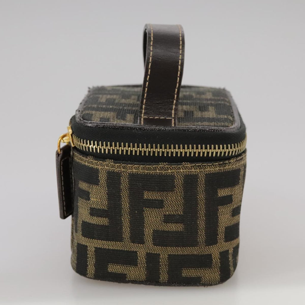 FENDI Zucca Canvas Vanity Pouch Brown Black fm4232