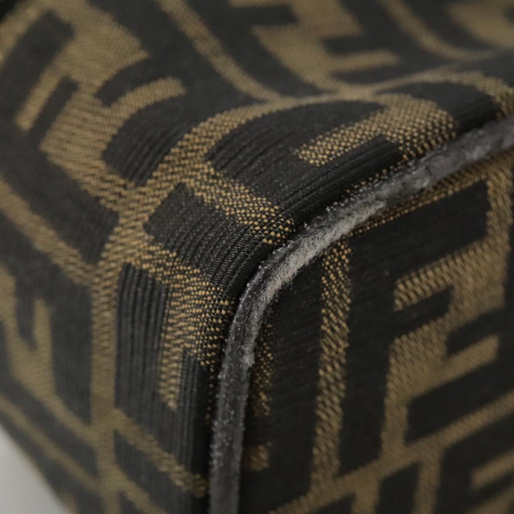 FENDI Zucca Canvas Vanity Pouch Brown Black fm4232
