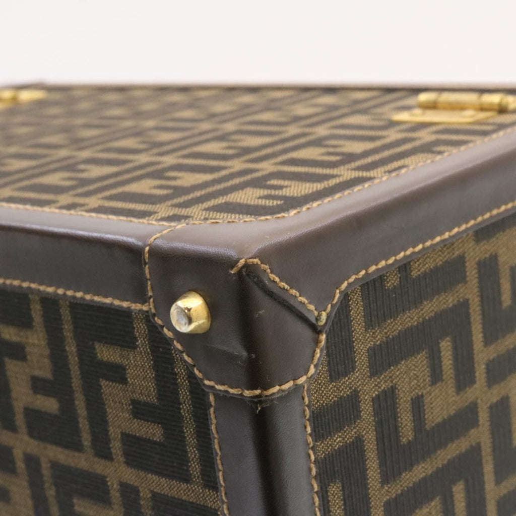FENDI Zucca Canvas Vanity box Hand Bag Brown fm664A