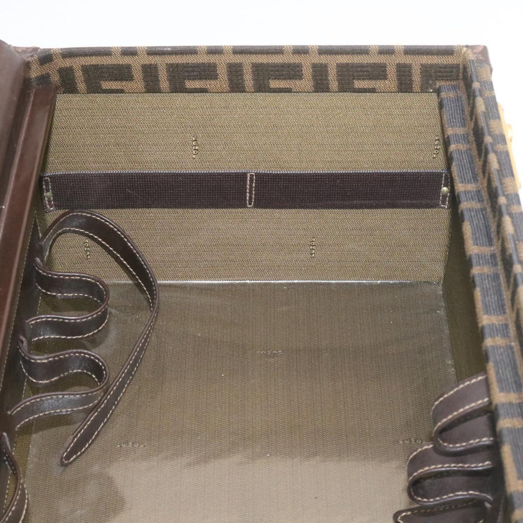 FENDI Zucca Canvas Vanity box Hand Bag Brown fm664A