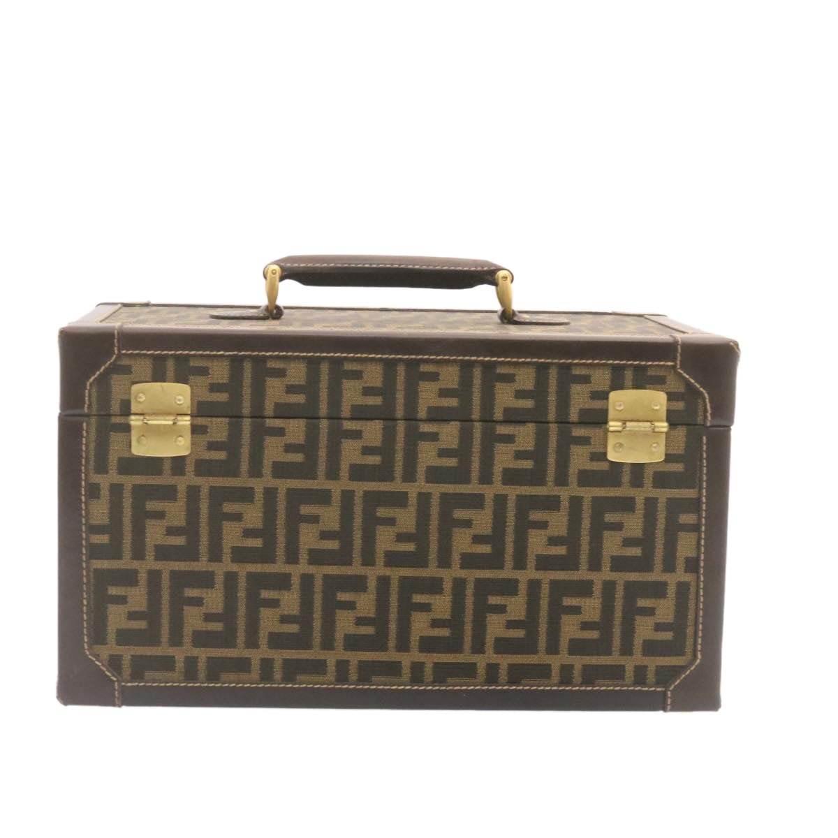 FENDI Zucca Canvas Vanity box Hand Bag Brown fm664A